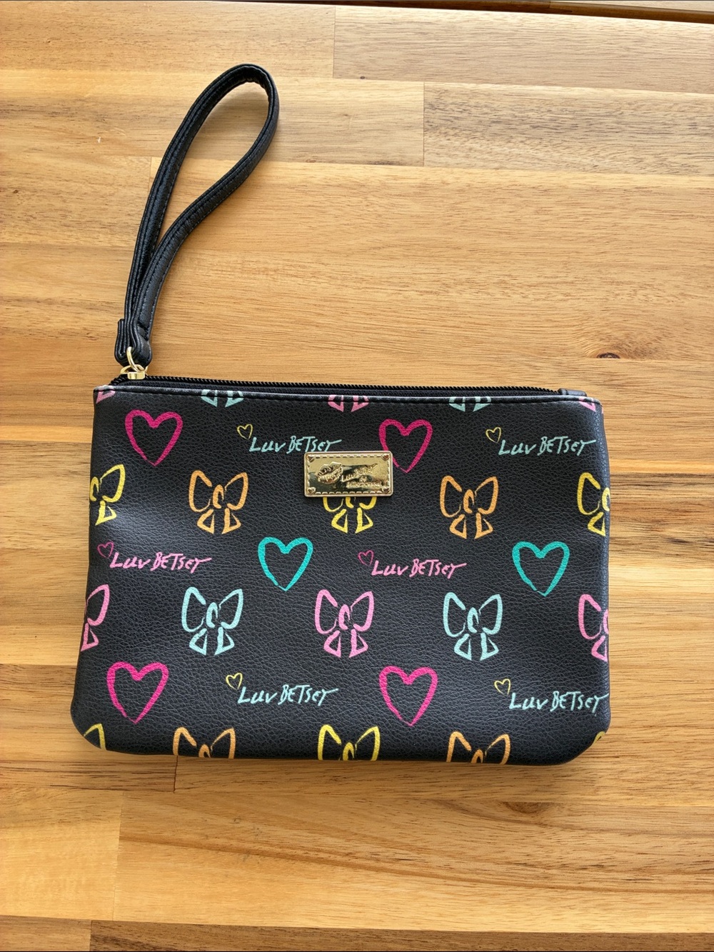 Betsey Johnson Coquette Ribbon Bows & Hearts Clutch Wristlet Bag Y2K Whimsygoth